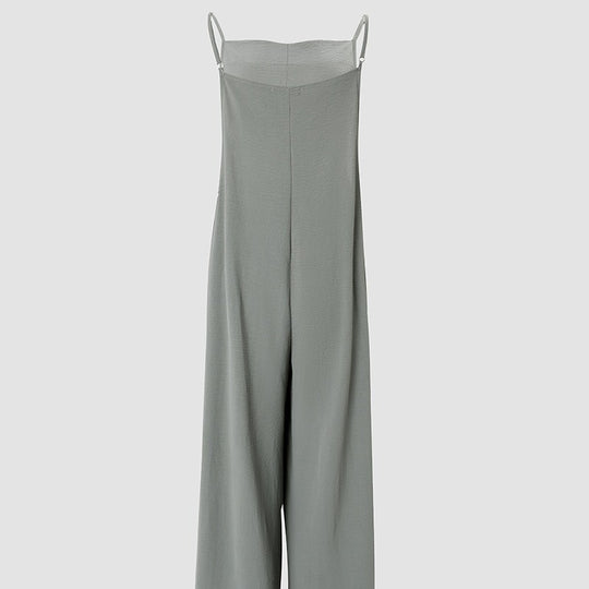 Damen Lässiger Jumpsuit mit weitem Bein und praktischen Taschen R&B