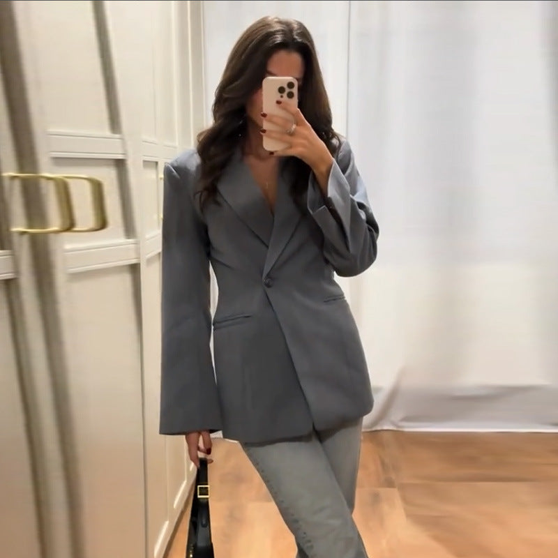 Damen Eleganter Blazer mit tailliertem Schnitt und praktischen Taschen R&B
