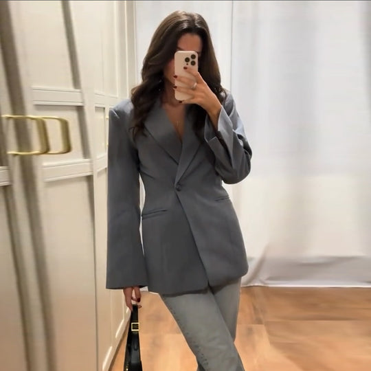 Damen Eleganter Blazer mit tailliertem Schnitt und praktischen Taschen R&B