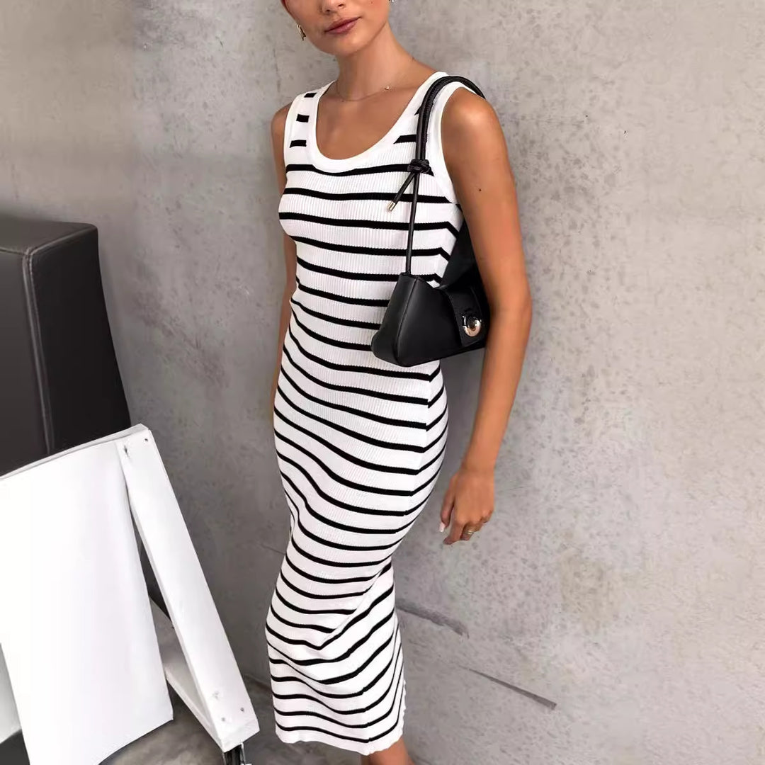 Damen Maxikleid im modernen Streifenlook R&B