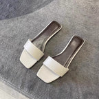 Damen Elegante Slippers mit breitem Riemen und quadratischer Zehenpartie R&B