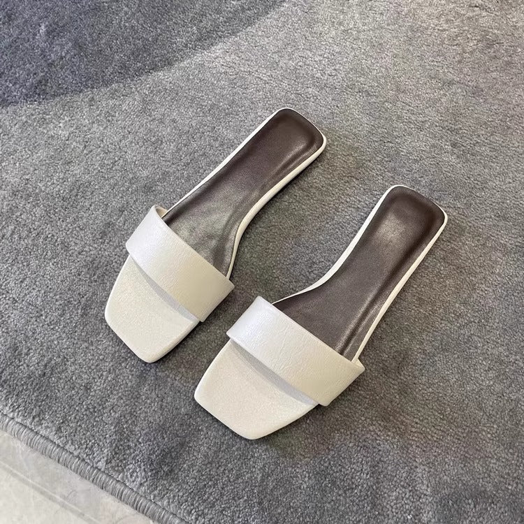 Damen Elegante Slippers mit breitem Riemen und quadratischer Zehenpartie R&B