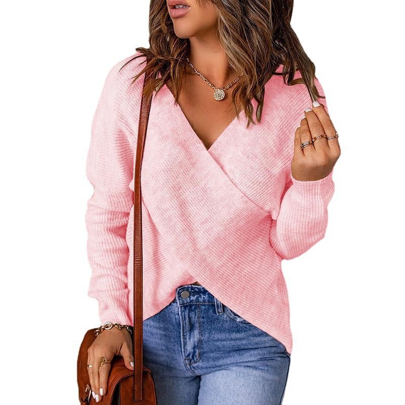 Damen Wickelpullover mit trendy V-Ausschnitt und lässiger Passform R&B