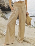 Damen weite Sommerhose mit hohem Bund und eleganten Falten R&B