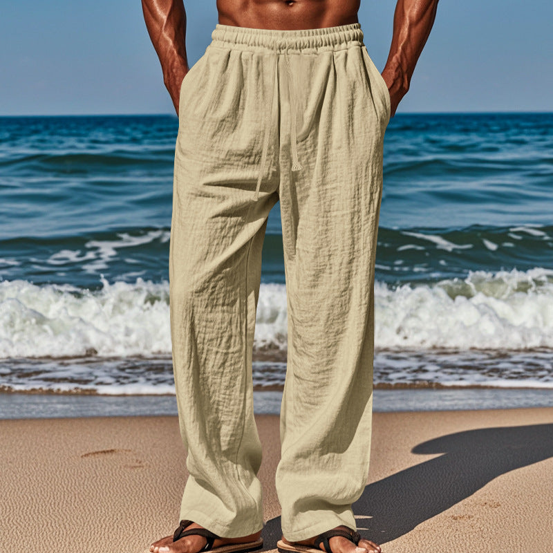 Herren Sommerliche Freizeithose mit weichem, atmungsaktivem Baumwollmaterial und elastischem Bund R&B