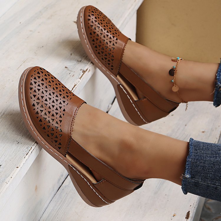 Damen Atmungsaktive Ballerinas mit modischem Lochmuster R&B