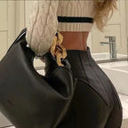 Damen hochgeschnittene Kunstlederhose