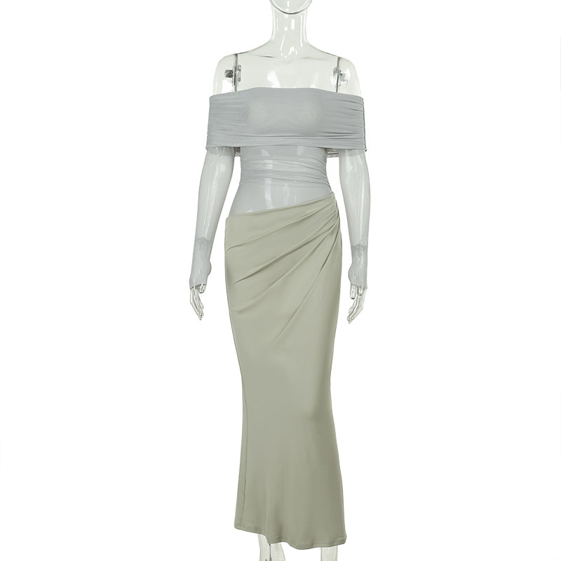 Damen Off-Shoulder Wickelkleid mit Rüschendetails R&B
