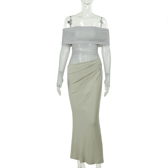 Damen Off-Shoulder Wickelkleid mit Rüschendetails R&B