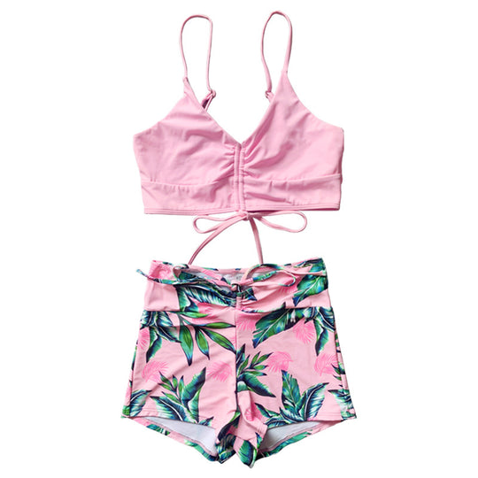 Damen Sportliches Bikini-Set mit floralem Hosen-Design R&B