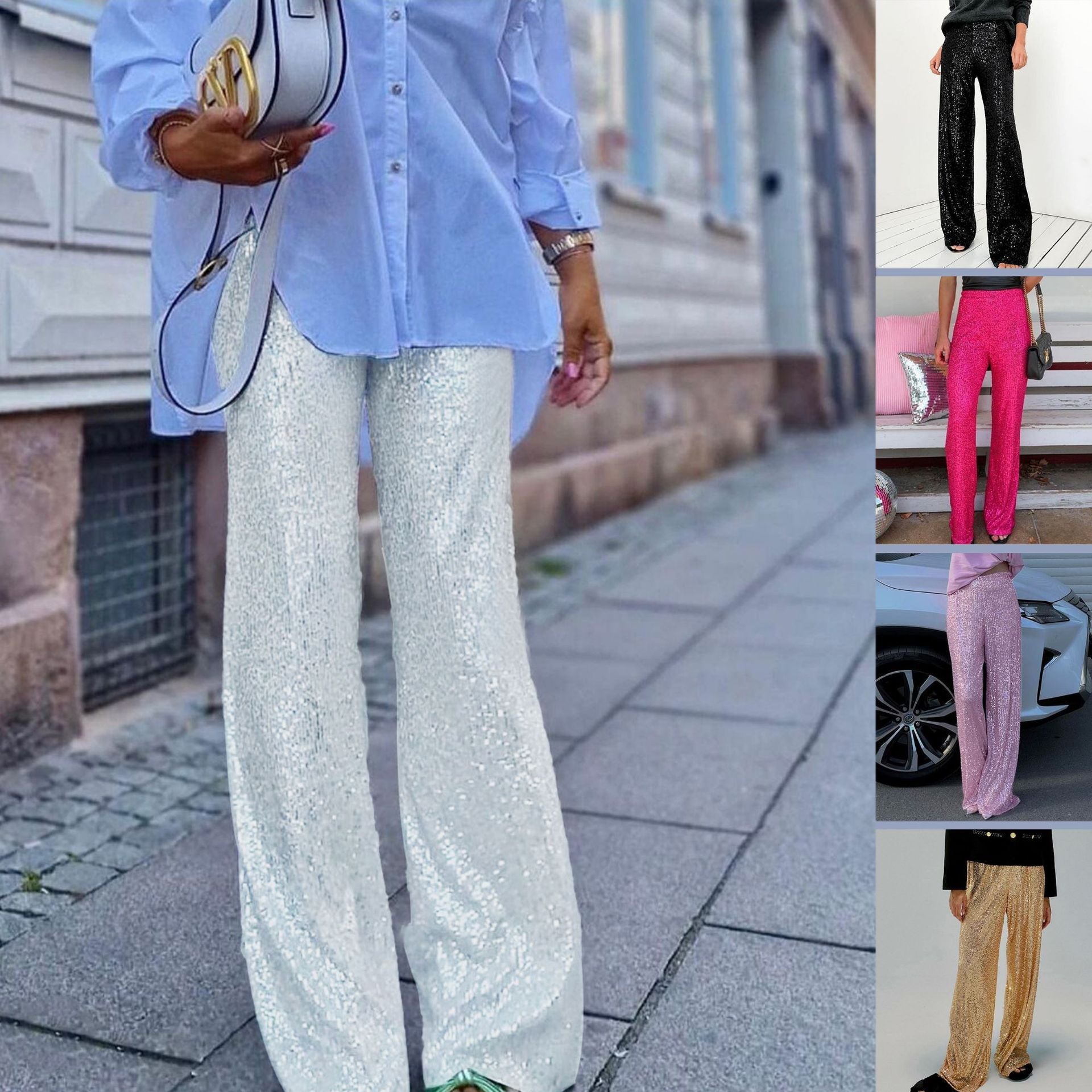 Damen Glamouröse Pailletten-Hose R&B