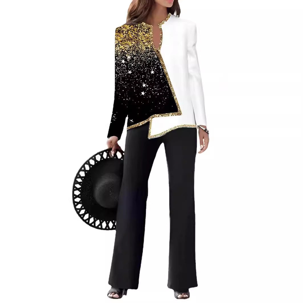 Damen Elegante Statement-Jacke mit asymmetrischem Schnitt und funkelnden Details R&B