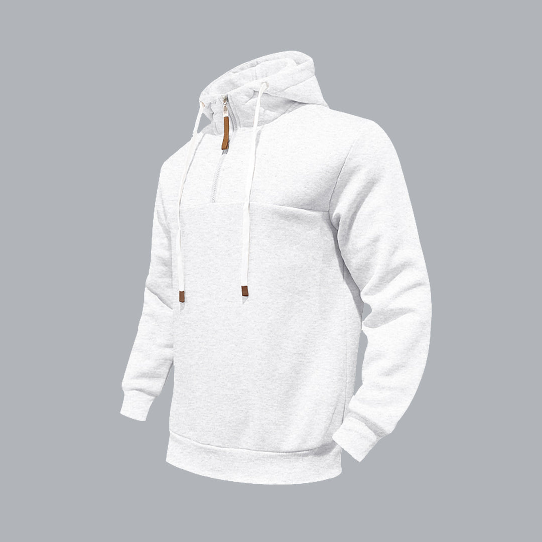 Herren Sportlicher Kapuzenpullover mit halbem Reißverschluss und Kordelzug R&B