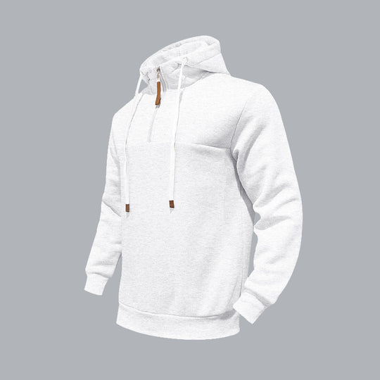 Herren Sportlicher Kapuzenpullover mit halbem Reißverschluss und Kordelzug R&B