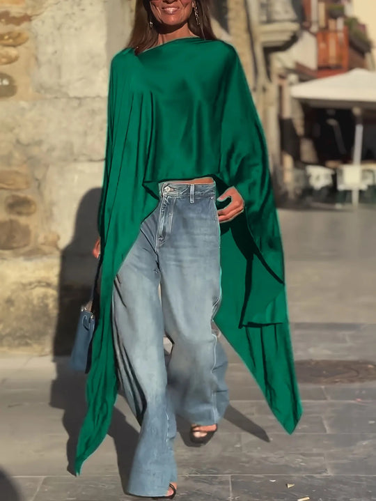 Damen luftige Tunika mit asymmetrischem Schnitt R&B