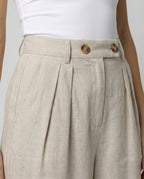 Damen Leinenhose Damen elegant mit hohem Bund