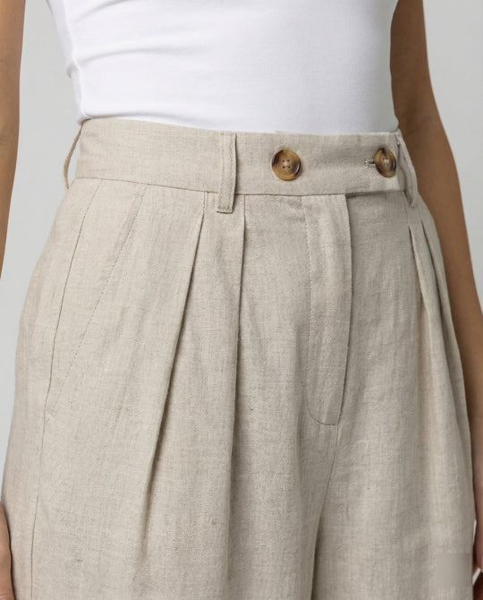 Damen Leinenhose Damen elegant mit hohem Bund