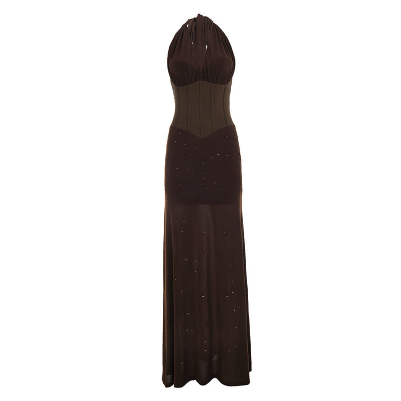 Damen Elegantes Maxikleid mit schimmernden Akzenten und figurformendem Oberteil R&B