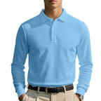 Herren Langarm-Poloshirt aus atmungsaktiver Baumwollmischung R&B