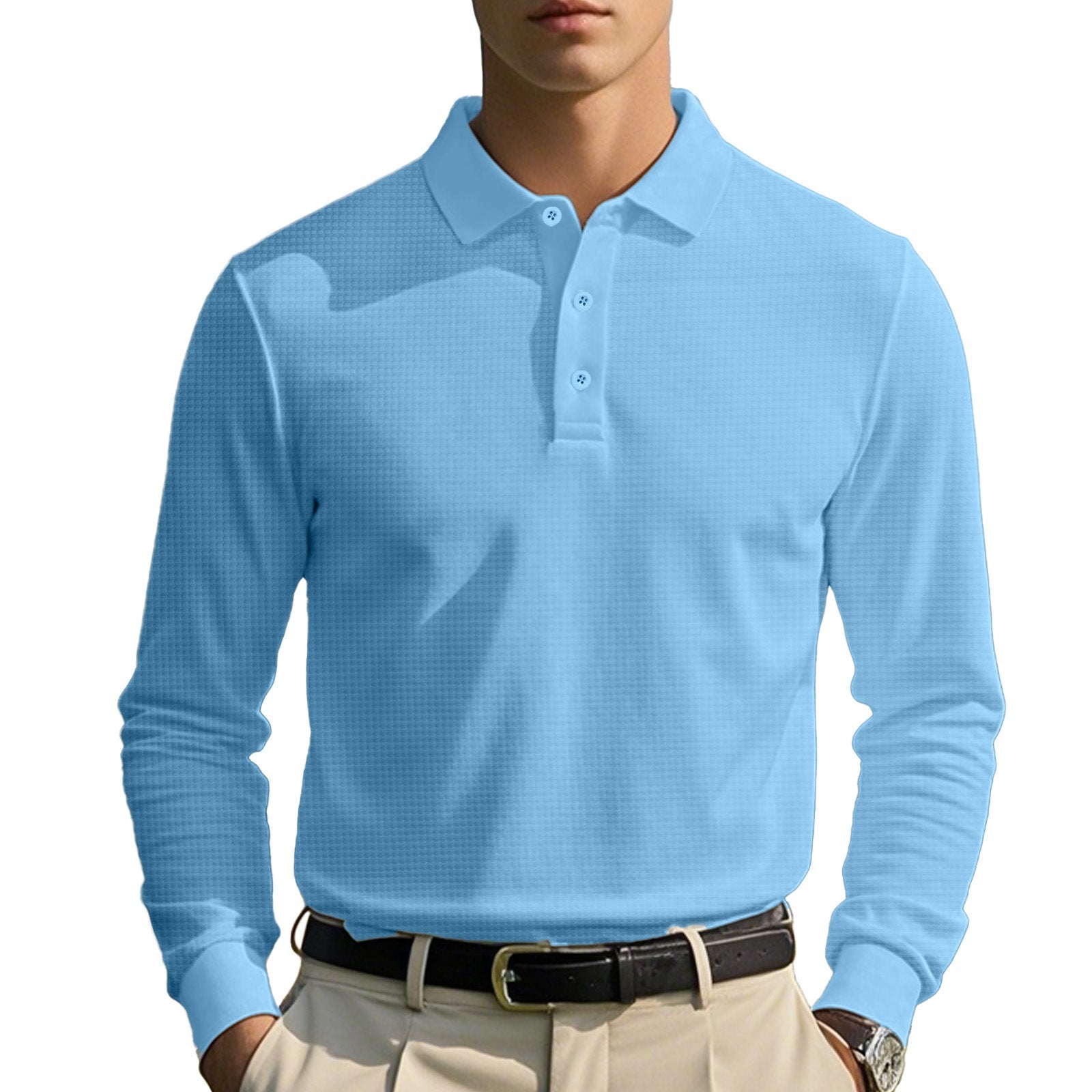 Herren Langarm-Poloshirt aus atmungsaktiver Baumwollmischung R&B