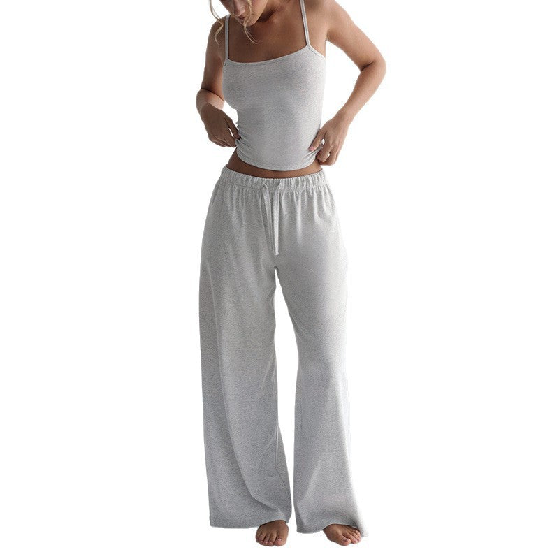 Damen Gemütliches und stylisches Lounge-Set mit weitem Bein und Trägeroberteil R&B