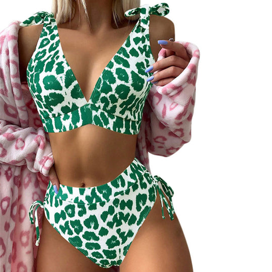 Damen Hoch geschnittenes Bikini-Set mit verspielten Schnürdetails R&B