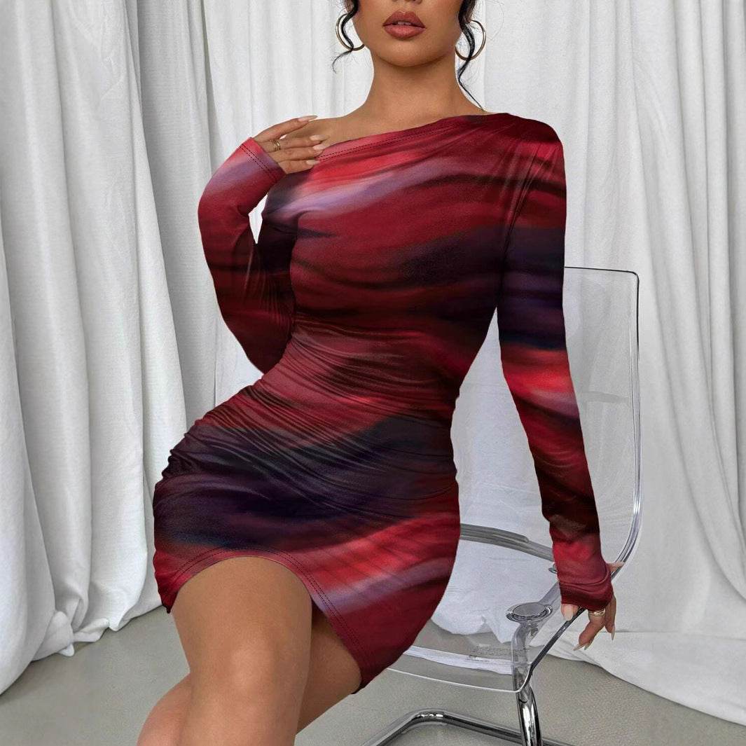 Damen Körperbetontes Mini-Kleid mit asymmetrischem Schnitt R&B
