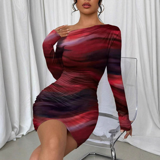 Damen Körperbetontes Mini-Kleid mit asymmetrischem Schnitt R&B