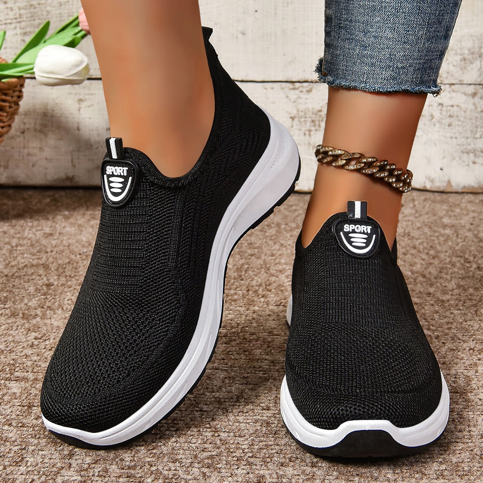 Damen Hochwertige und flexible Slip-On Freizeit-Schuhe R&B