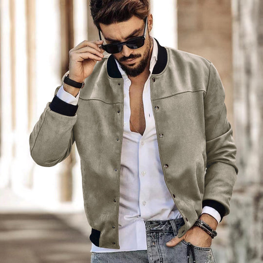 Herren sportliche Collegejacke mit seitlichen Reißverschlusstaschen R&B