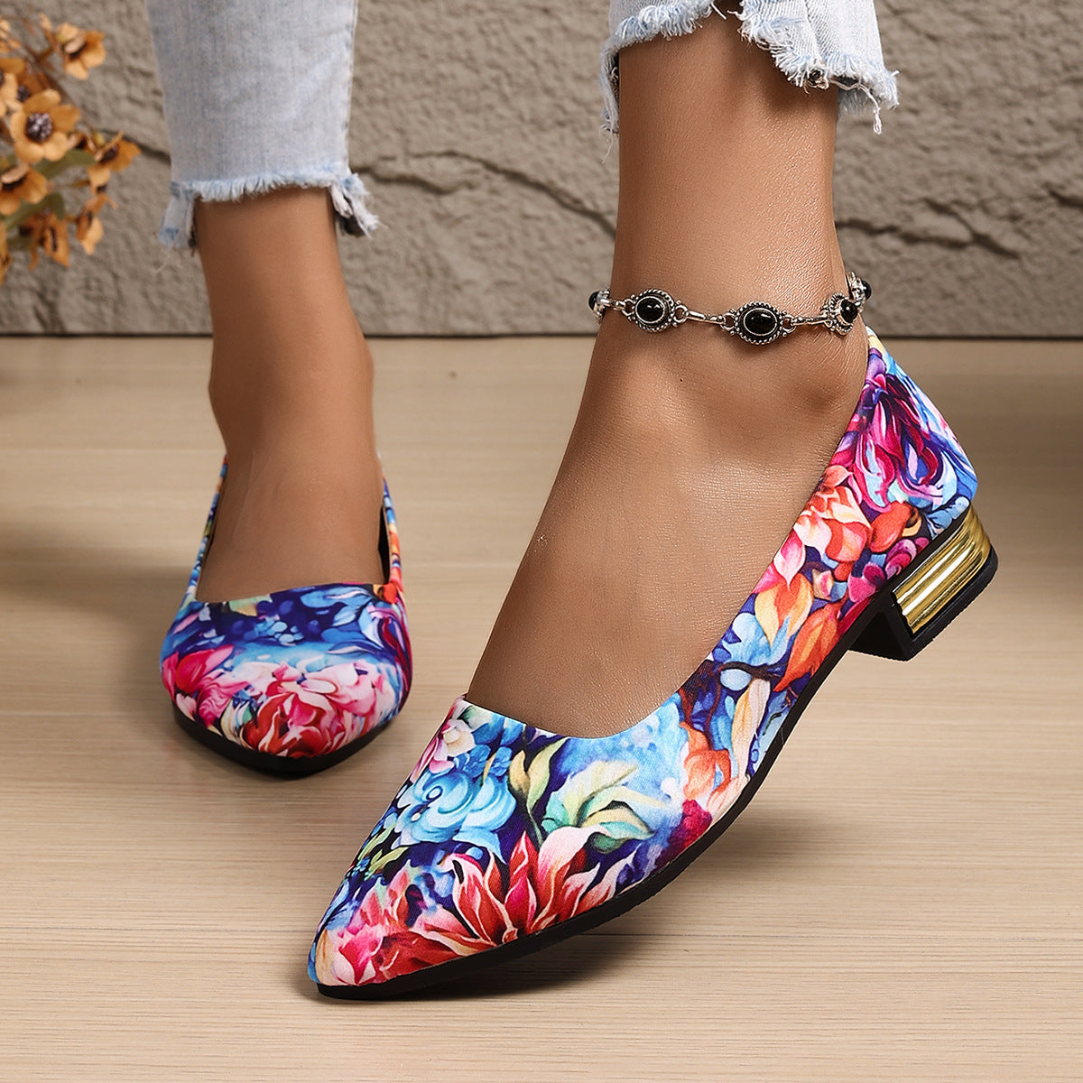 Damen Elegante Ballerinas mit extravaganten Goldakzenten R&B