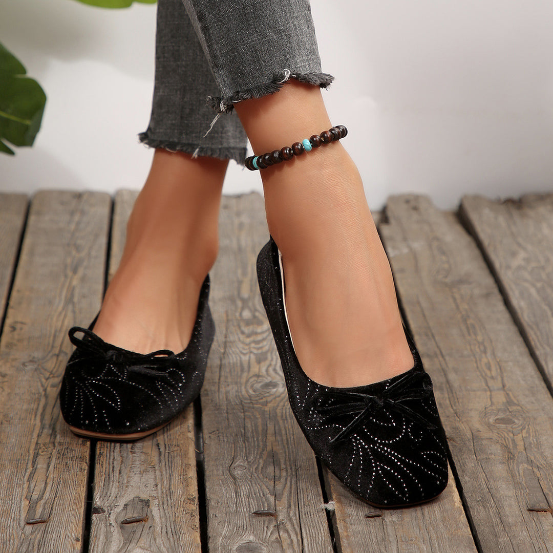 Damen Ballerinas mit elegantem Glitzermuster und feiner Schleifenapplikation R&B