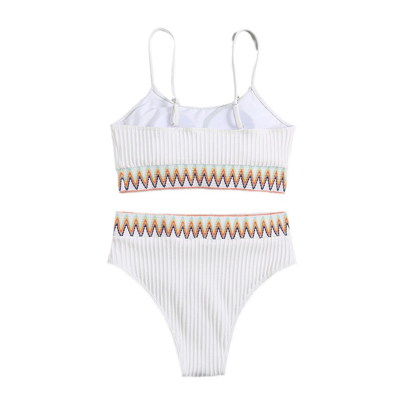 Damen Hoch geschnittener Bikini mit sportlichem Oberteil und kreativem Design