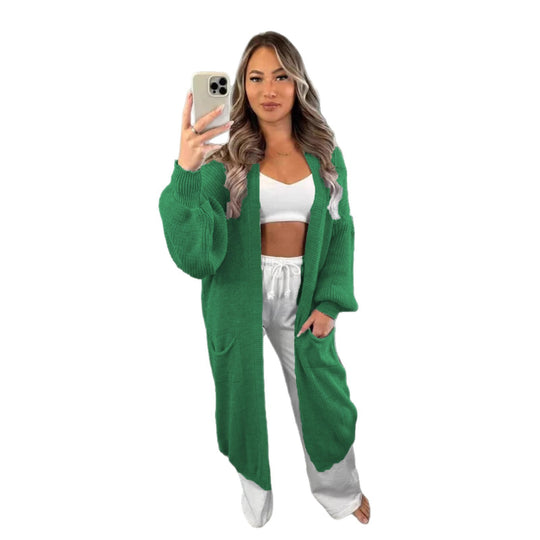 Damen Großer Strickcardigan mit offenem Schnitt und praktischen Taschen R&B