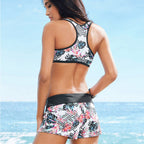 Damen Sportliches Bikini-Set mit kurzer Hose und innovativem Muster R&B