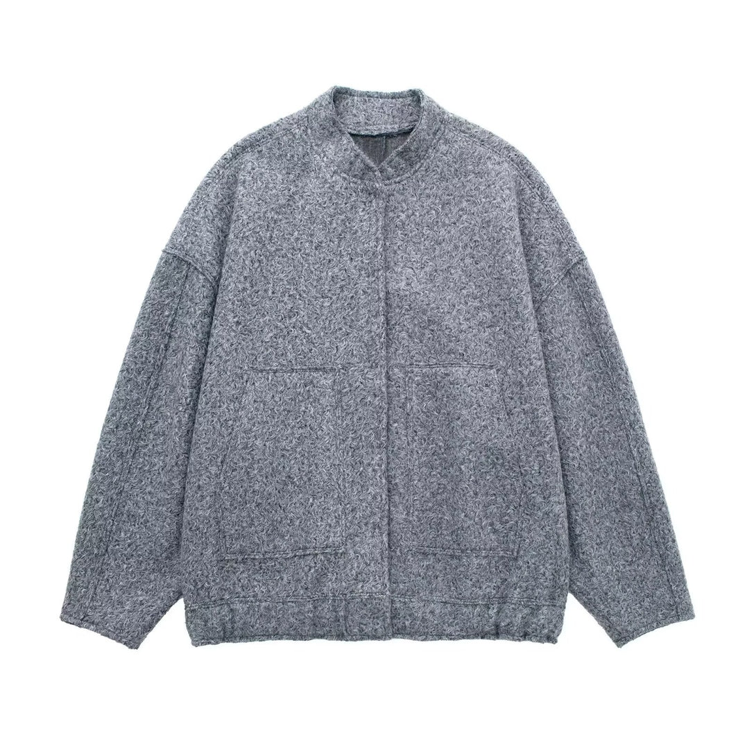 Damen Kuschelige Oversized-Jacke aus flauschigem Material mit praktischen Taschen R&B