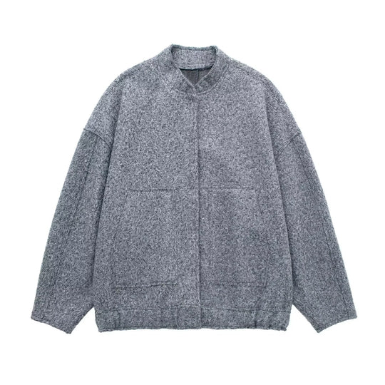 Damen Kuschelige Oversized-Jacke aus flauschigem Material mit praktischen Taschen R&B