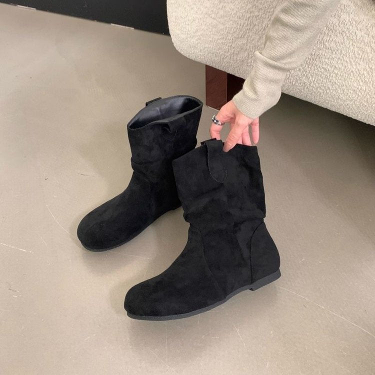 Damen Elegante Stiefel mit weichem Veloursleder und rutschfester Sohle R&B