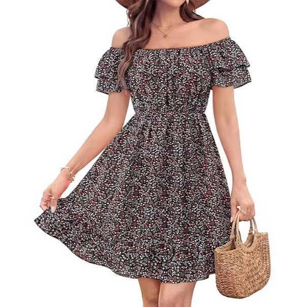 Damen lässiges Sommerkleid mit Rüschendetails R&B