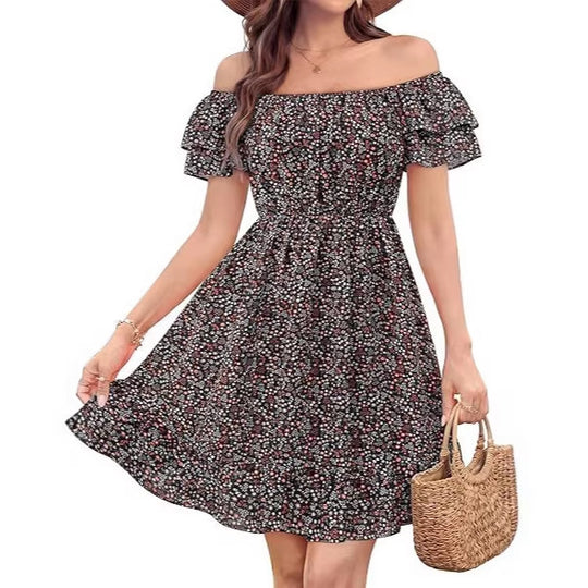 Damen lässiges Sommerkleid mit Rüschendetails R&B