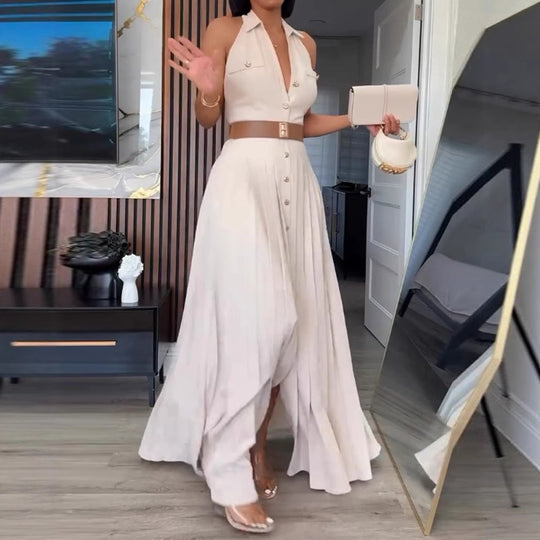 Damen Maxikleid mit schickem Schnitt und eleganter Knopfleiste R&B