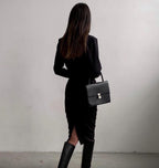 Damen Elegantes Wickelkleid mit langem Arm und fließendem Schnitt R&B