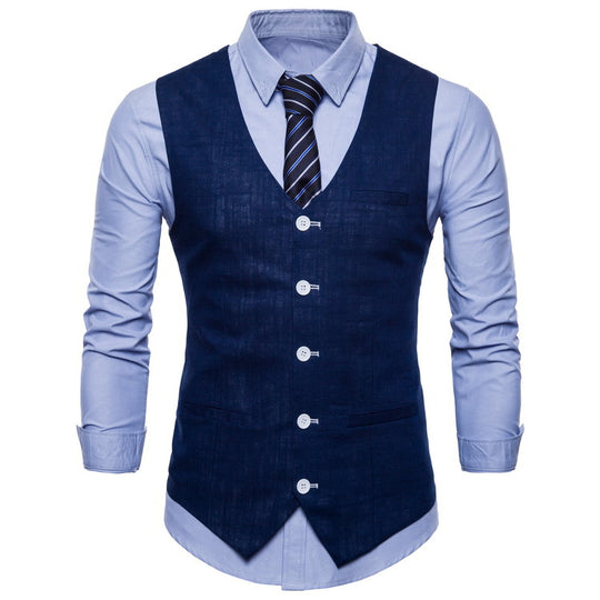 Herren elegante Anzugweste mit praktischen Taschen und detailliertem Design R&B