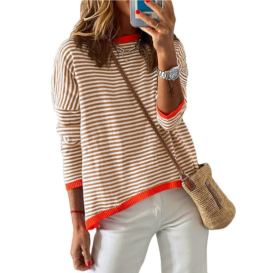 Damen Lässiger Gestreifter Pullover R&B