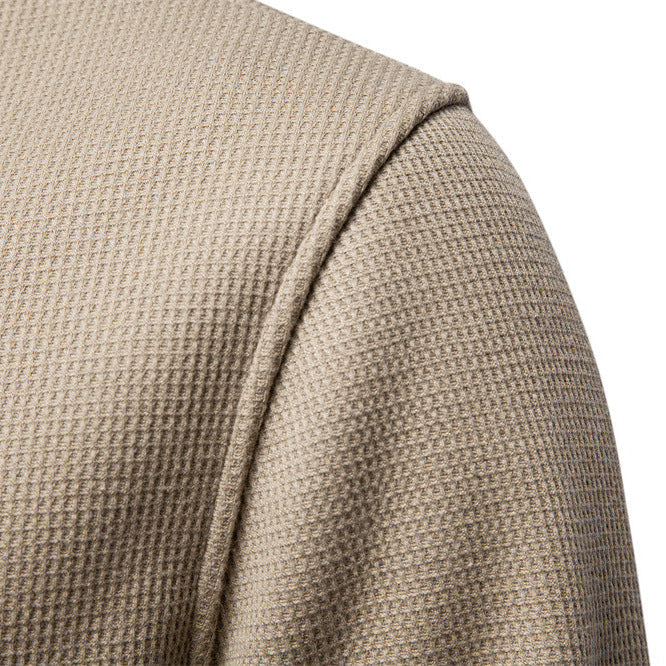 Herren Langarm-Pullover mit Knopfleiste und strukturiertem Gewe