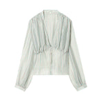 Damenbluse mit tiefem V-Ausschnitt und eleganten Rüschendetails R&B