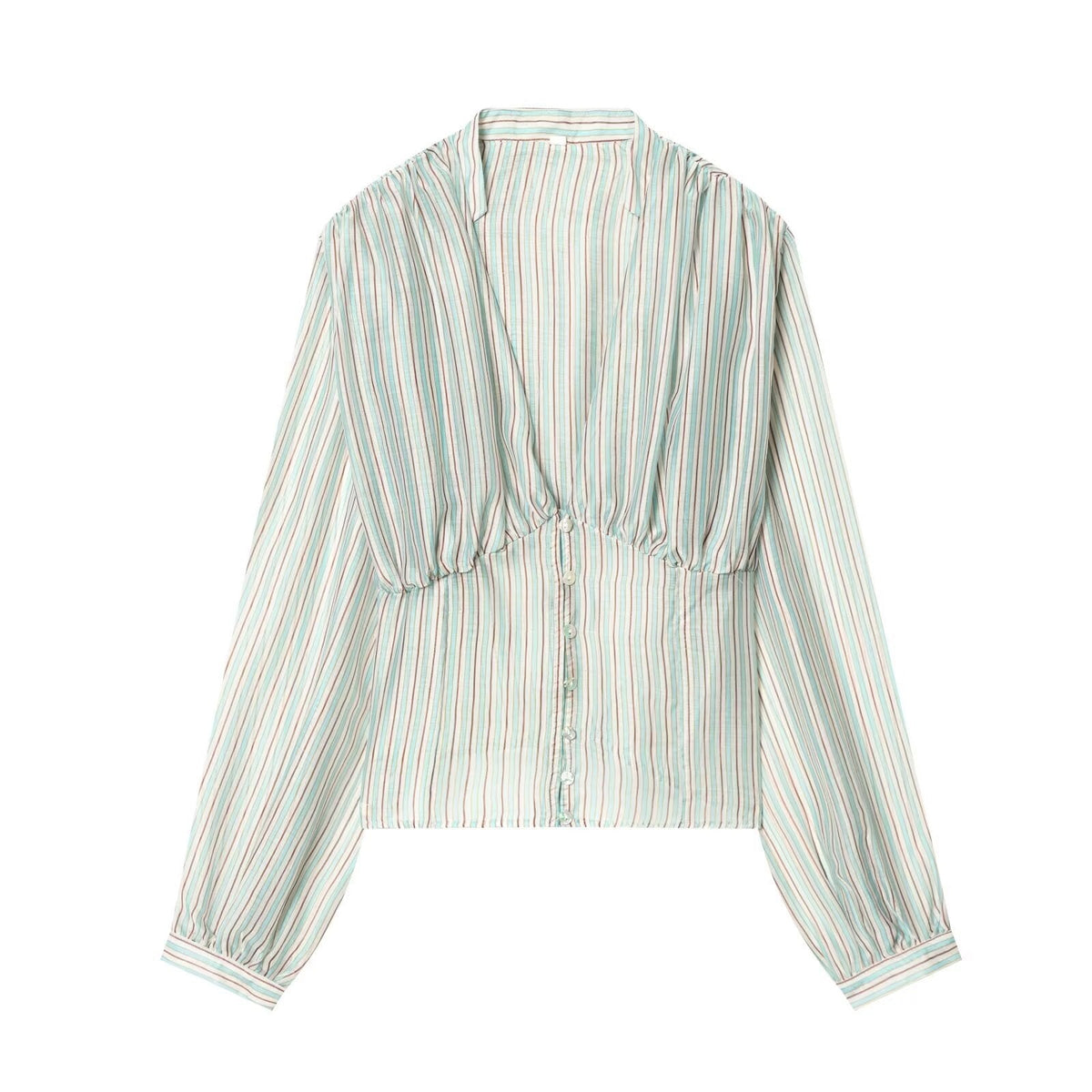 Damenbluse mit tiefem V-Ausschnitt und eleganten Rüschendetails R&B