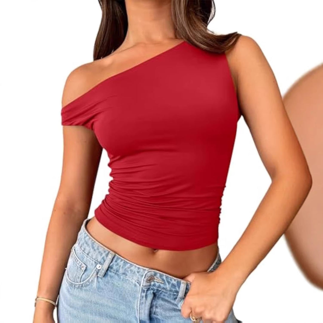 Damen asymmetrisches Oberteil mit Raffung R&B
