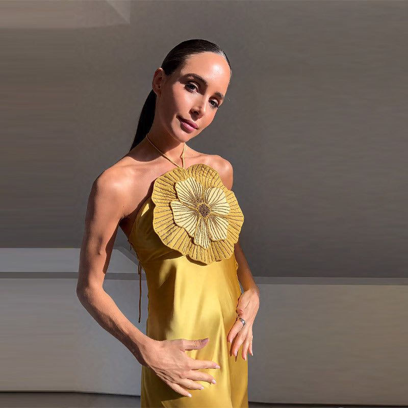 Damen Maxi-Kleid mit elegantem Design und einzigartiger Stickerei R&B