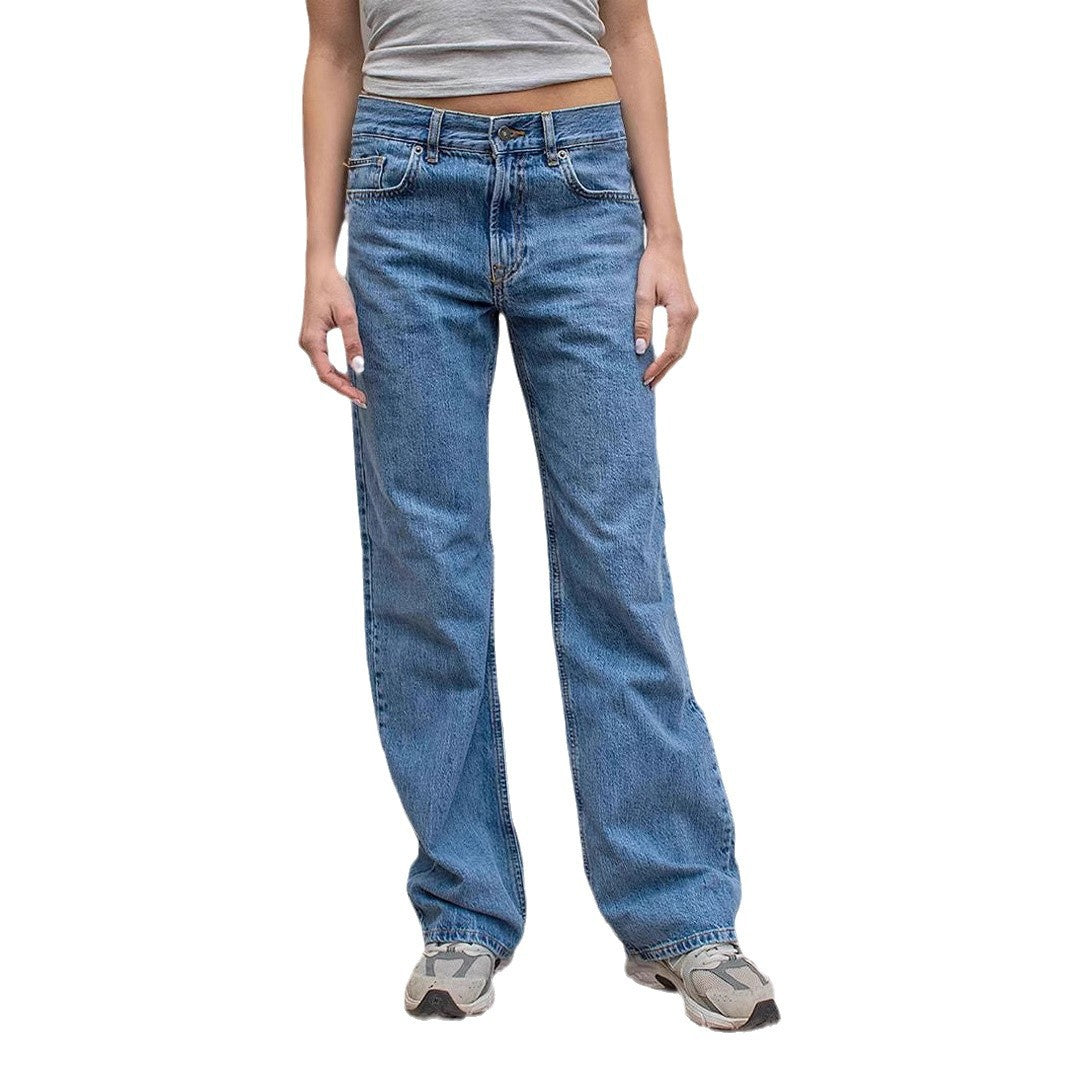 Damen weite Jeans mit lässigem Schnitt und ausgefranstem Saum